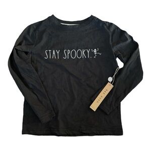 Rae Dunn Stay Spooky Skeleton Halloween Long Sleeve Tee T-Shirt Kids Size 5